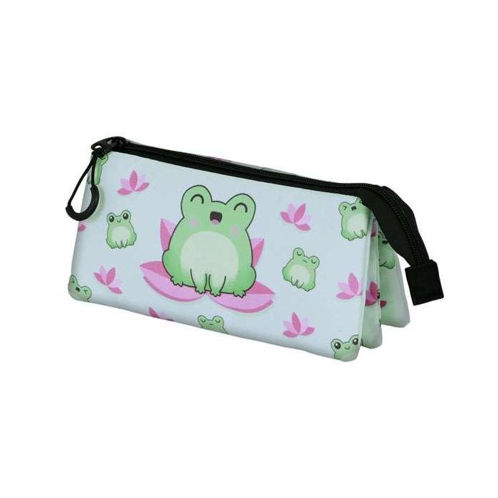 Oh My Pop! Froggy Estuche Portatodo Triple 23 x8 x11 cm, 3 compartimentos, Cierre cremallera 1