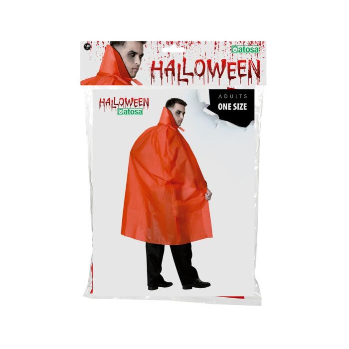 Capa Larga Roja con Cuello Alto de 140 cm para Disfraz de Vampiro, Conde o Diablo - Talla Única 1