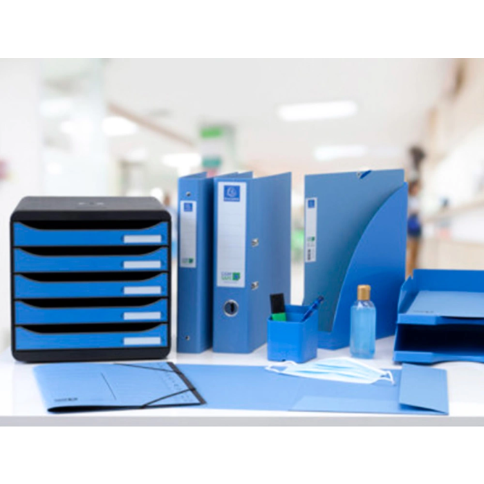 Exacompta Carpeta de 4 Anillas 30 mm Redondas Din A4 Cartón Forrado Azul Clean'Safe 5