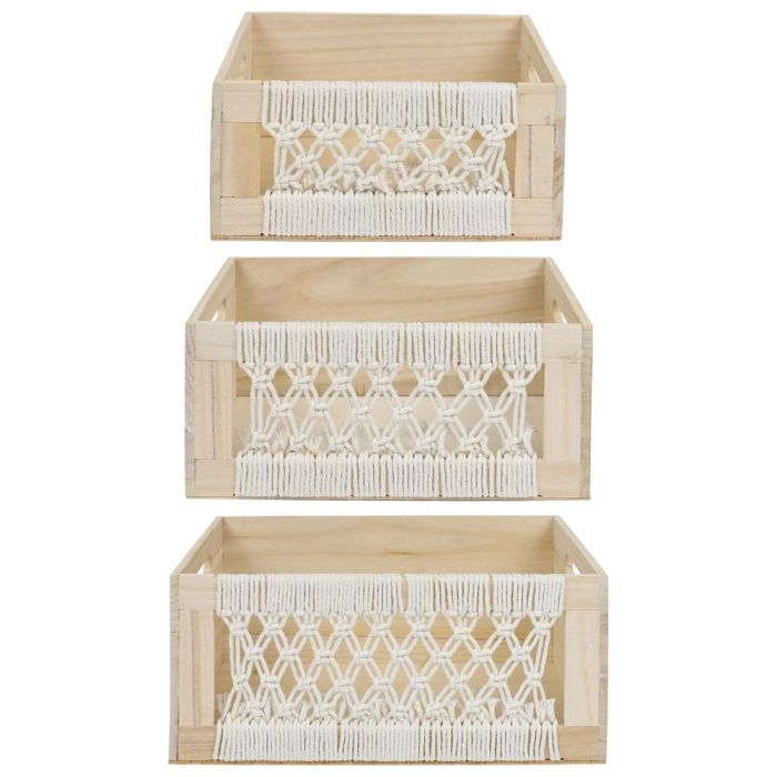 Juego De 3 Cajas Madera Boho Home Deco Factory 2