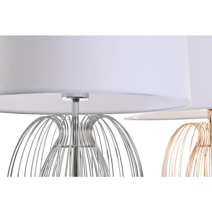 DKD Home Decor Lámpara de Sobremesa Moderna Dorado Plateado Metal y Tela E27 63cm Alto, Pack 2 Unidades para Iluminación y Decoración 2 DKD Home Decor Lámpara de Sobremesa Moderna Dorado Plateado Metal y Tela E27 63cm Alto, Pack 2 Unidades para Iluminación y Decoración 2