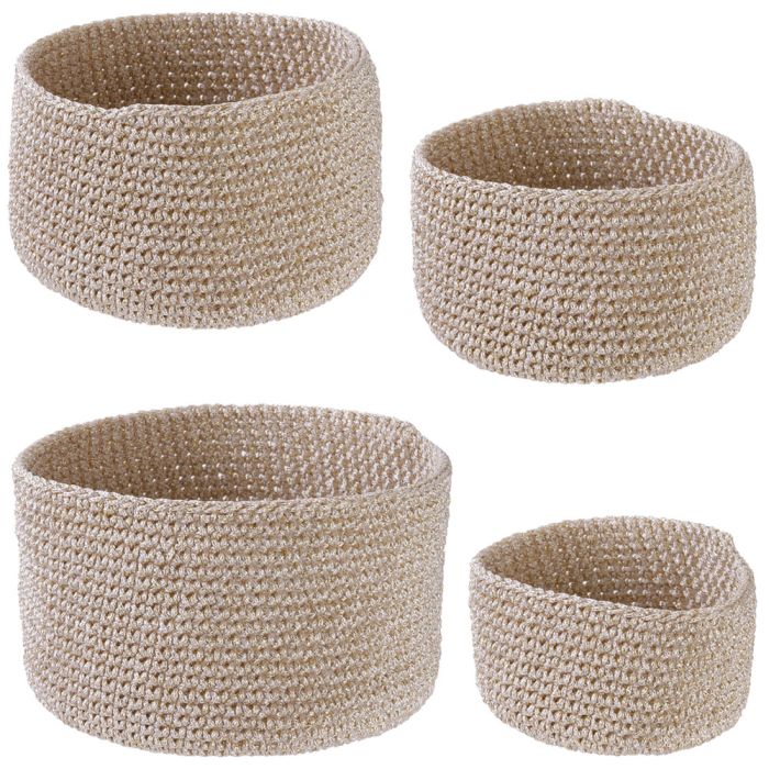 Juego De 4 Cestas Tricot Beige Home Deco Factory