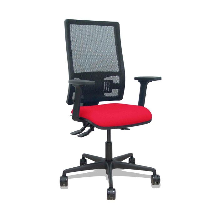 PIQUERAS Y CRESPO Silla Bormate asincro malla negra asiento bali rojo brazos 2D ruedas 65mm PIQUERAS Y CRESPO Silla Bormate asincro malla negra asiento bali rojo brazos 2D ruedas 65mm