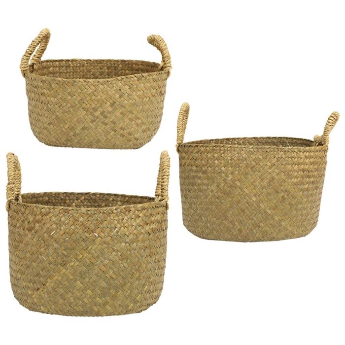 Juego De 3 Cestas Trenzadas Con Asa Home Deco Factory