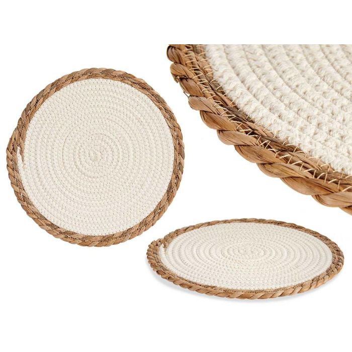 Tapete Blanco Borde Natural 30 cm Giftdecor - Fibra natural (48 Unidades) Tapete Blanco Borde Natural 30 cm Giftdecor - Fibra natural (48 Unidades)