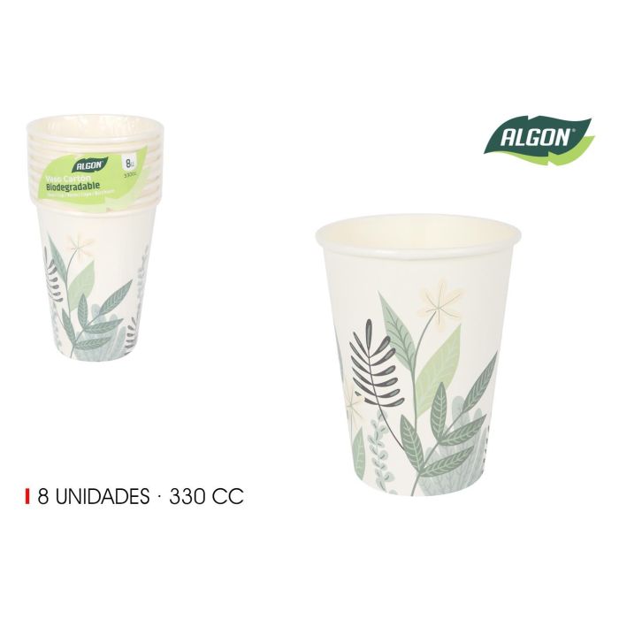 Set de 8 vasos de cartón Flora 330 cc - Algon (18 Unidades) Set de 8 vasos de cartón Flora 330 cc - Algon (18 Unidades)