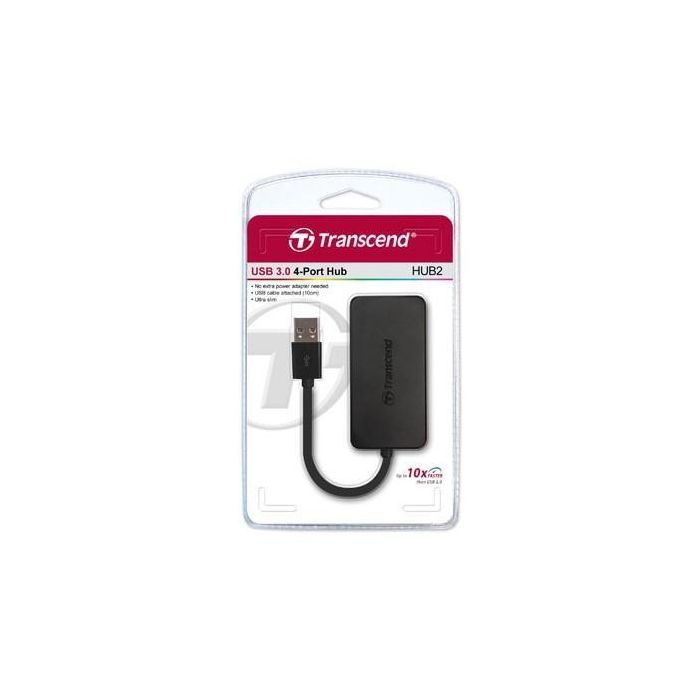 Transcend HUB2 Hub USB 3.0 de 4 Puertos, Negro 3