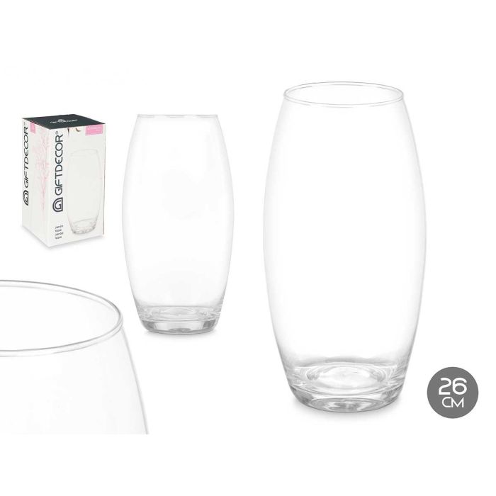 Giftdecor Jarrón de Cristal Abombado 26 cm, Transparente, 12x12x26 cm (6 Unidades) Giftdecor Jarrón de Cristal Abombado 26 cm, Transparente, 12x12x26 cm (6 Unidades)