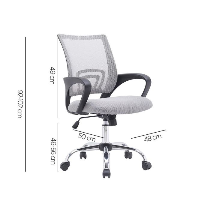 Silla Q-Connect Oficina Siena Malla Base Metalica Alt Max 1000 Anc 560 Prof 570 Ruedas Premium Color Blanco Gris 1