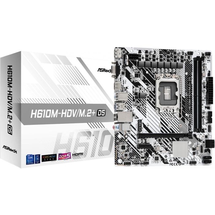 Asrock Placa Base H610M-HDV M.2/D4, Micro ATX, LGA1700, DDR5, Soporte para Intel 14th, 13th & 12th Gen, HDMI, DisplayPort, USB 3.2 Gen1 0 Asrock Placa Base H610M-HDV M.2/D4, Micro ATX, LGA1700, DDR5, Soporte para Intel 14th, 13th & 12th Gen, HDMI, DisplayPort, USB 3.2 Gen1 0