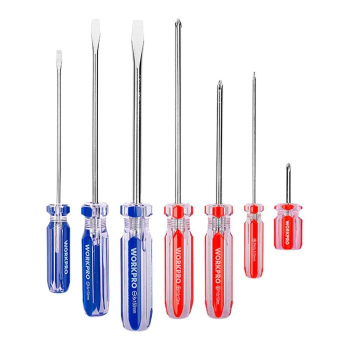 Destornilladores con mango de cristal, juego 7 piezas 0 Destornilladores con mango de cristal, juego 7 piezas 0