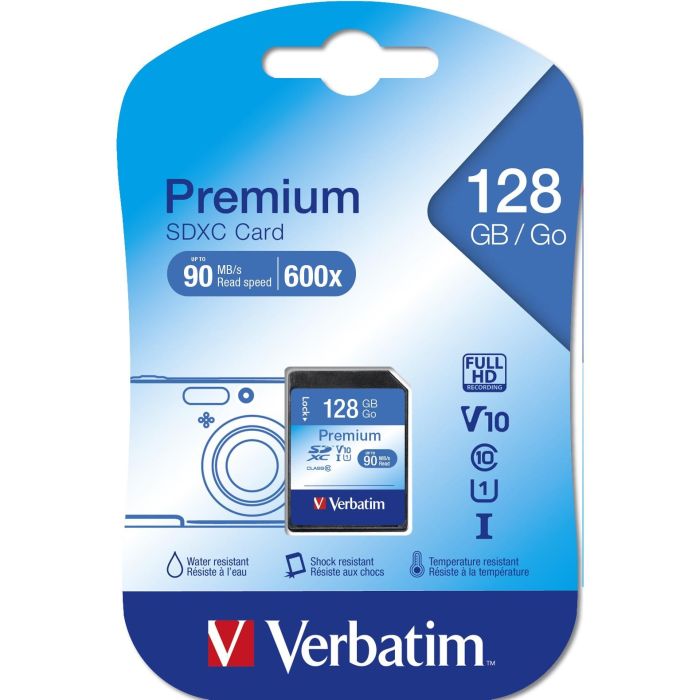 Verbatim Tarjeta de Memoria SDXC Premium 128GB Clase 10, Velocidad de Lectura 10MB/s, Velocidad de Escritura 10MB/s 1