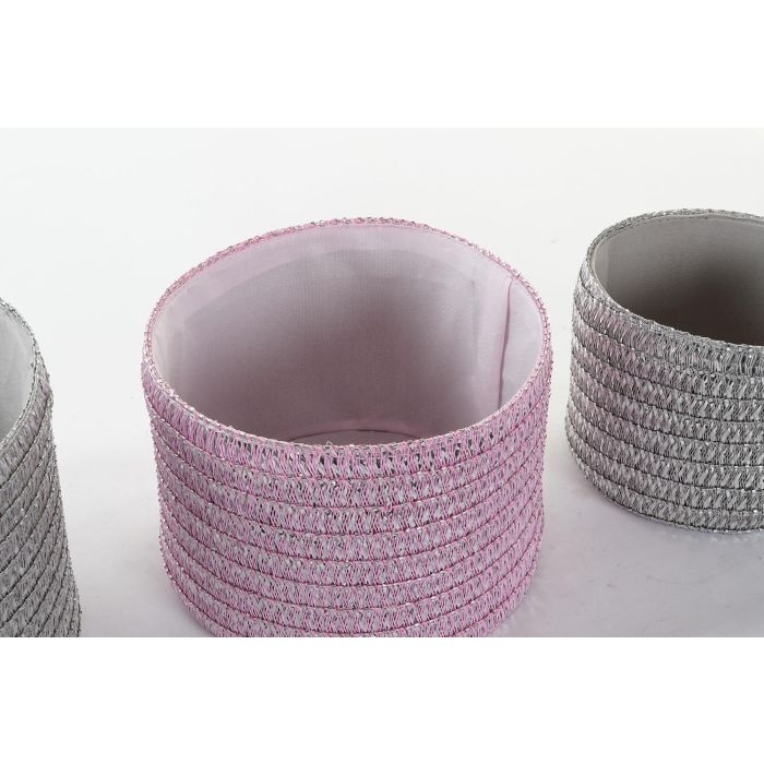 DKD Home Decor Cesta Set de 3 Piezas Rosa Gris 27 x 27 x 17 cm 2 DKD Home Decor Cesta Set de 3 Piezas Rosa Gris 27 x 27 x 17 cm 2