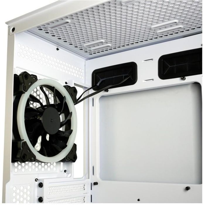 LC-Power 802W RGB Midi Tower PC Gaming Blanco, compatible ATX/Micro ATX/Mini-ITX, con RGB y Panel Vidrio Templado 4