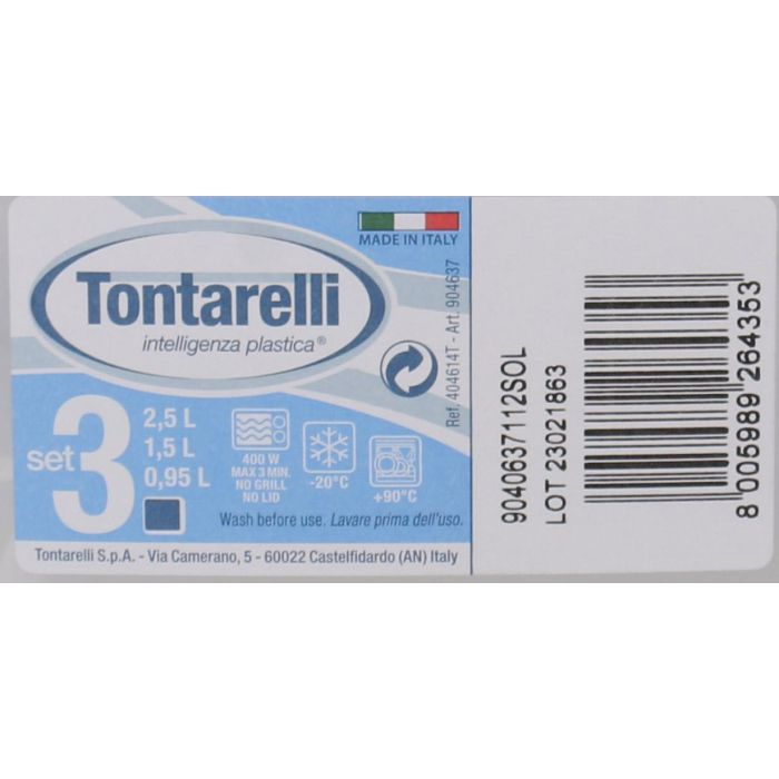 Set 3 Fiambreras Cuadradas Tontarelli 1L, 1.5L, 2.5L Blanco (20 Cajas) 1 Set 3 Fiambreras Cuadradas Tontarelli 1L, 1.5L, 2.5L Blanco (20 Cajas) 1