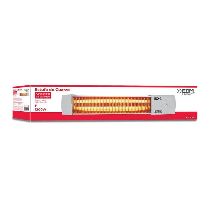 Edm Estufa de baño de cuarzo modelo marfil 600-1200w orientable, 2 barras de cuarzo, reflector pulido, kit de montaje, 57x10x10,5 cm, ref. 07904 1