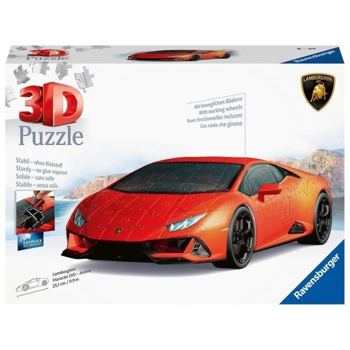 Puzzle 3D Lamborghini Huracán EVO Edition naranja (con rejilla) - Formas especiales - 00011571 Puzzle 3D Lamborghini Huracán EVO Edition naranja (con rejilla) - Formas especiales - 00011571