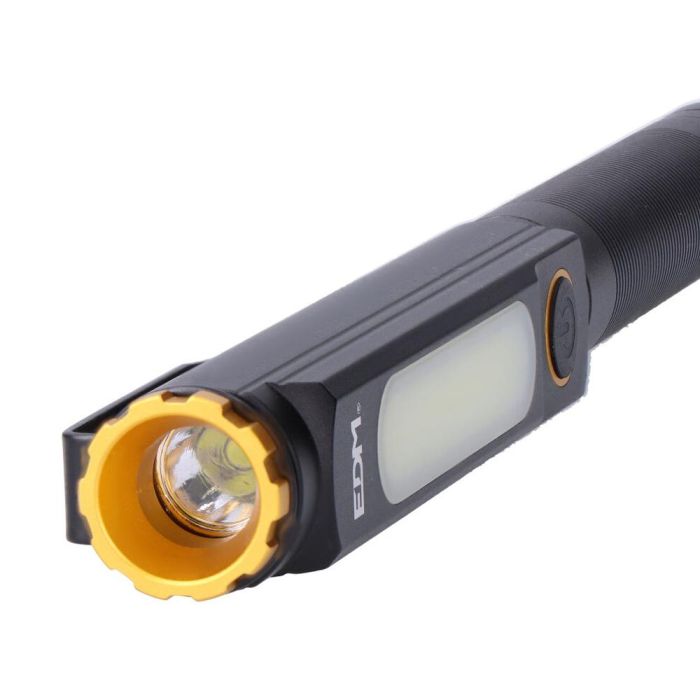 Edm Linterna de trabajo spot 5W / COB 8W, aluminio, IP44, 6500K, 200-500 lm, batería litio, USB tipo C, imán y clip 3 Edm Linterna de trabajo spot 5W / COB 8W, aluminio, IP44, 6500K, 200-500 lm, batería litio, USB tipo C, imán y clip 3
