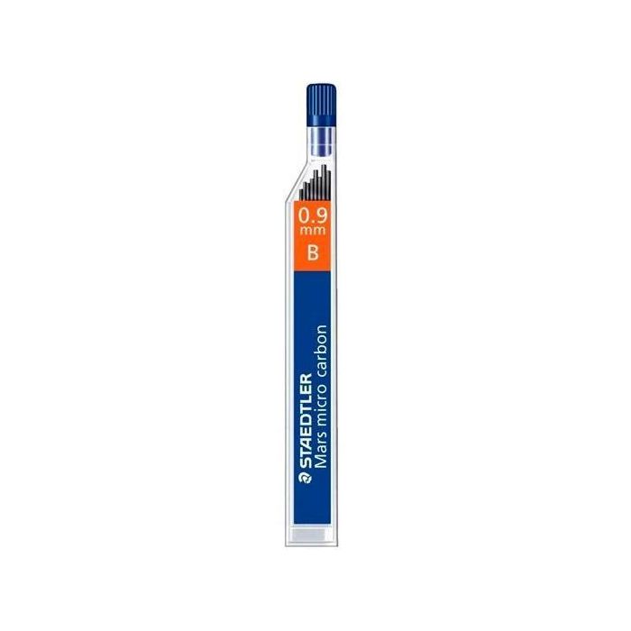 Staedtler Minas Mars Micro Carbon 0.9 mm B, 12 Unidades, para Portaminas en Papel y Cartulina, Alta Resistencia a la Rotura (12 Unidades)