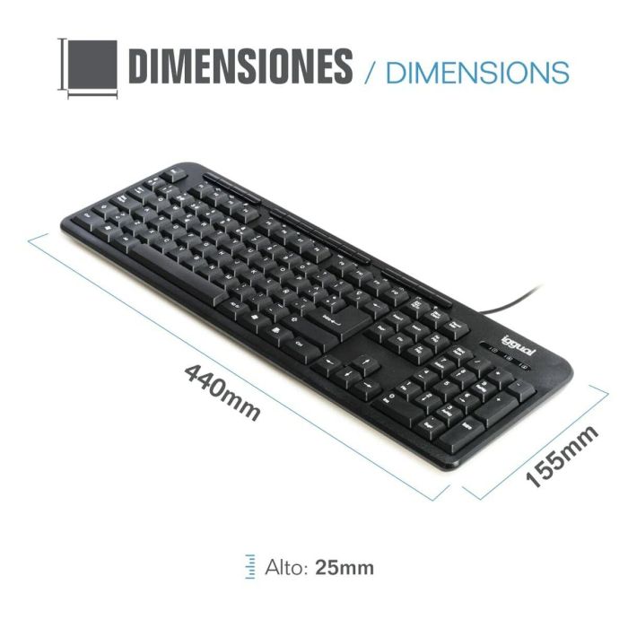 Teclado iggual CK-BASIC-120T QWERTY USB Negro Español Mono (1 Pieza) 2