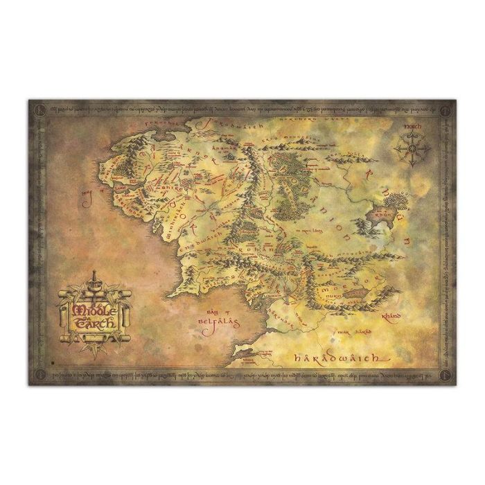 ERIK Poster El Señor de los Anillos Mapa Tierra Media 91,5x61cm Papel Brillo 150gr