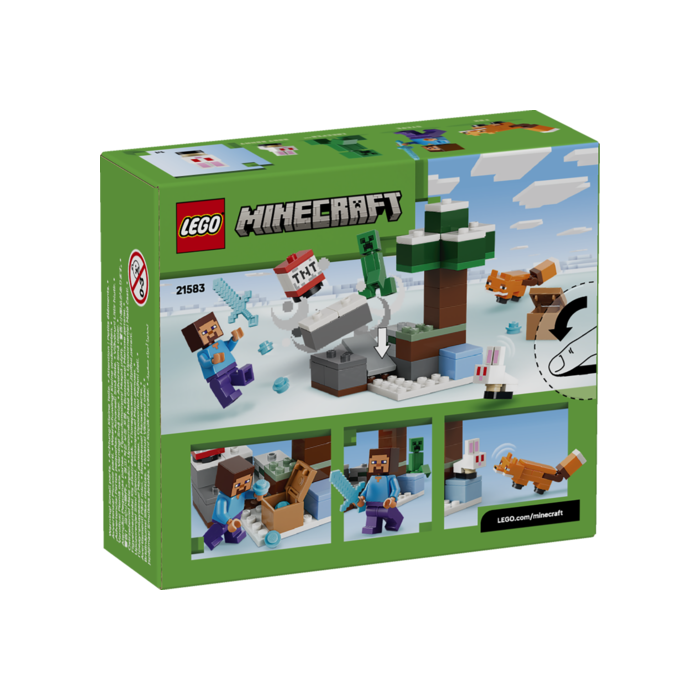 LEGO 21583 Minecraft La Aventura de Steve en la Taiga - Set de Construcción 79 Piezas con Figura de Steve, Creeper, Zorro y Conejo para Niños +6 Años