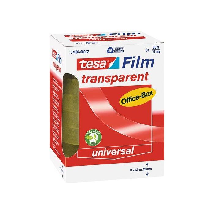 Cinta Adhesiva Tesa Transparent Officebox Rollo 66X19 8 unidades