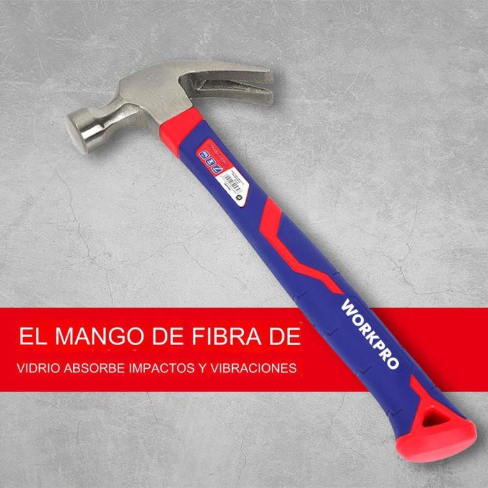 Martillo de carpintero de 225 g con mango de fibra de vidrio. workpro 4