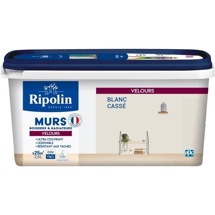 Pintura decorativa para paredes, carpintería y radiadores - RIPOLIN - 467079 - Blanco roto - Terciopelo - 2,5 L