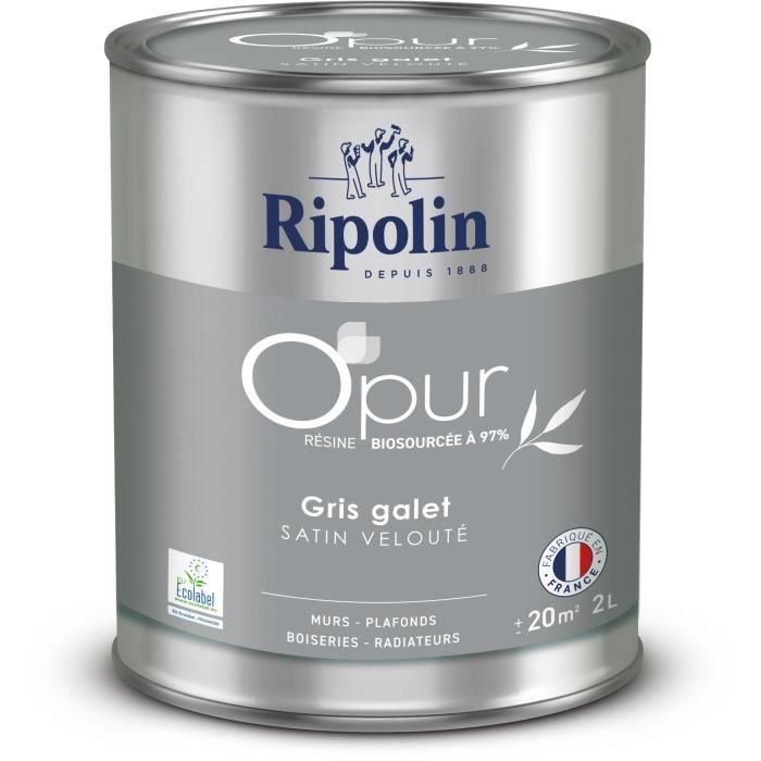 Pintura O'PUR para paredes, carpintería y radiadores - RIPOLIN - 472824 - Gris guijarro - Terciopelo satinado - 2 L