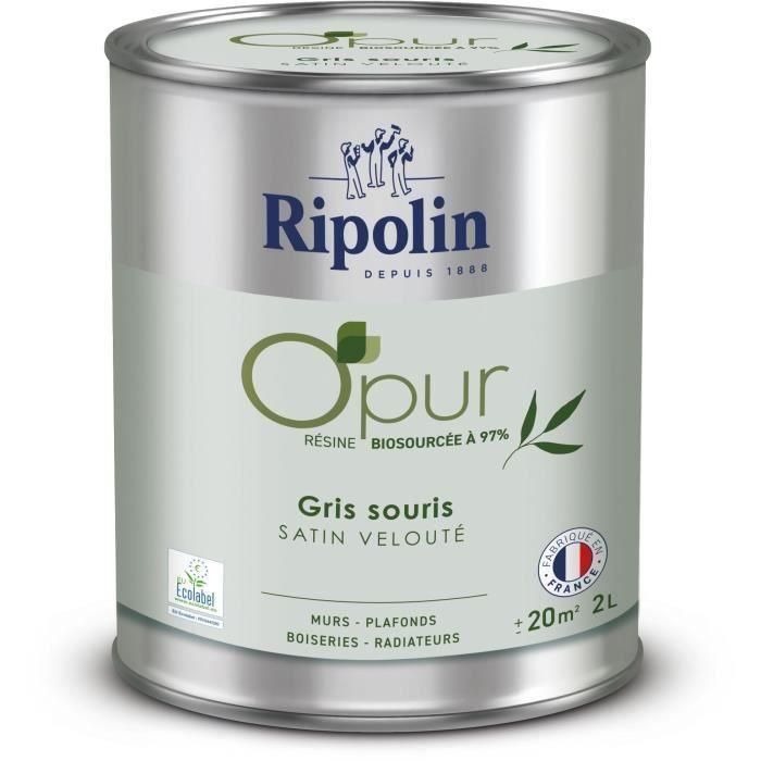 Pintura O'PUR para paredes, carpintería y radiadores - RIPOLIN - 472827 - Gris ratón - Terciopelo satinado - 2 L