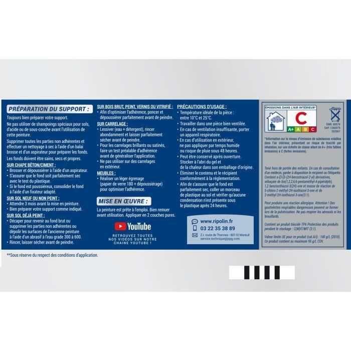 Pintura para pisos interiores y exteriores RIPOLIN - Blanco satinado, 2.5L 4