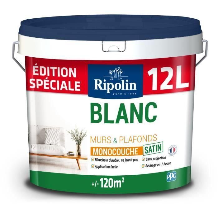 Pintura para paredes y techos - RIPOLIN - 426884 - Monocapa - Satinado - Blanco - 12 L