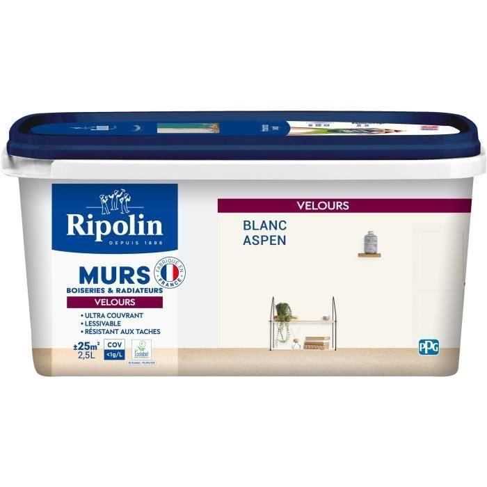 Pintura decorativa para paredes, carpintería y radiadores - RIPOLIN - 447161 - Blanco Aspen - Terciopelo - 2,5 L