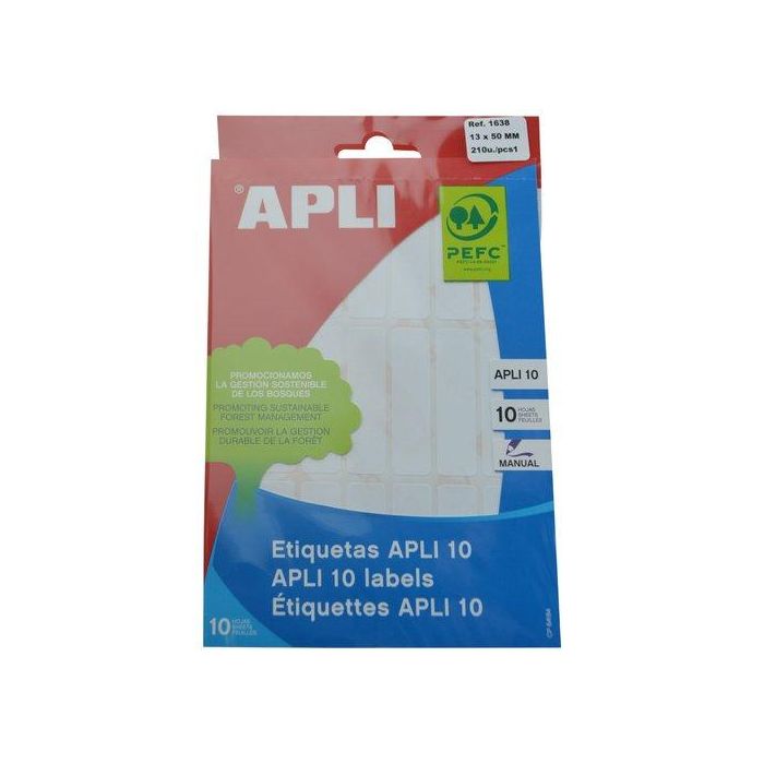 Etiquetas Adh.Manuales Bolsa Apli Blancas 10H C.Romos 13X50 Mm 210 Uds.(01638) 10 unidades