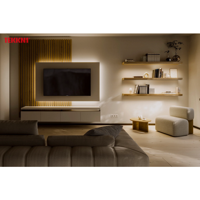 Perfíl Aluminio KIMERA-"HELSE" Anodizado Plata con Difusor Opal , Tapones y Clips Sujección 2,02M 5