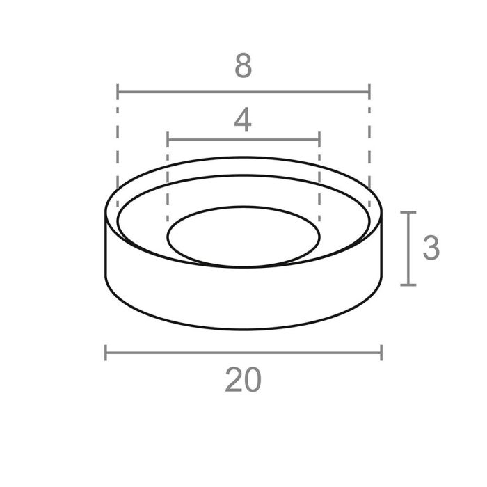 Imán neodimio aro avellanado im31 níquel 20 x 3 (ø8-4) mm 1