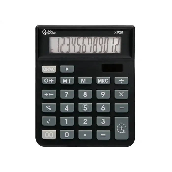 Liderpapel Calculadora Sobremesa XF26 12 Dígitos Solar y Pilas Color Negro 127x105x24 mm 2