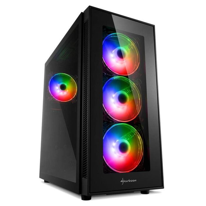 Sharkoon TG5 Pro RGB Midi Tower Negro Cristal Templado Panel Frontal Iluminado 4 Ventiladores LED RGB