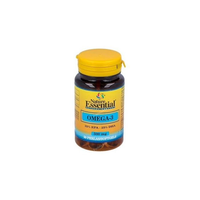NATURE ESSENTIAL Omega 3 EPA 35% DHA 25% 500 mg, 50 Perlas, Aceite de Pescado con Vitamina E