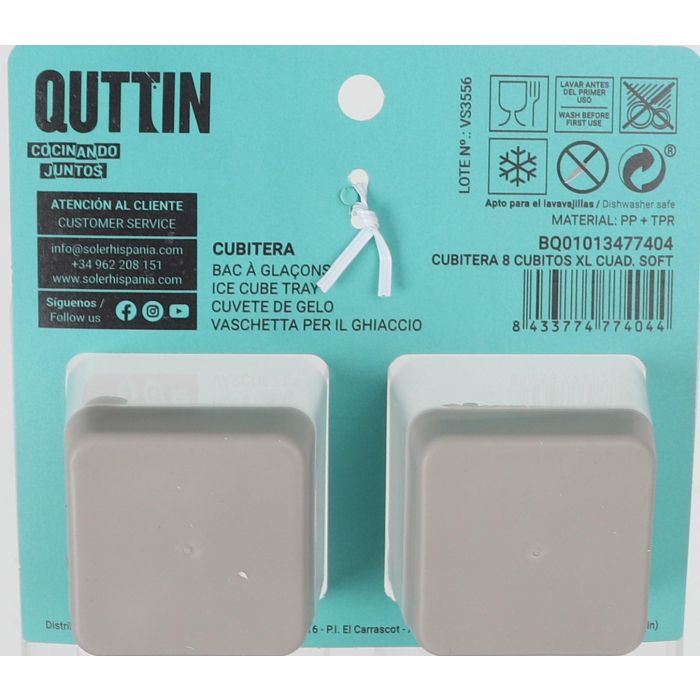 Cubitera Quttin 8 cubitos XL cuadrados (18 Unidades) 9 Cubitera Quttin 8 cubitos XL cuadrados (18 Unidades) 9