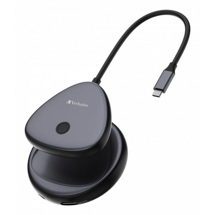 Verbatim WDA-02 Adaptador Inalámbrico USB-C con Hub, Transmisión Inalámbrica 4K para Pantallas y Conexión USB-A 1