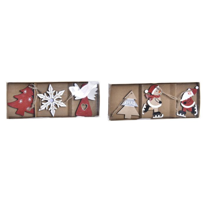 Decoracion Colgante Navidad Tradicional DKD Home Decor Rojo Blanco 7.7 x 1.5 x 21 cm Set de 3 (2 Unidades) 3