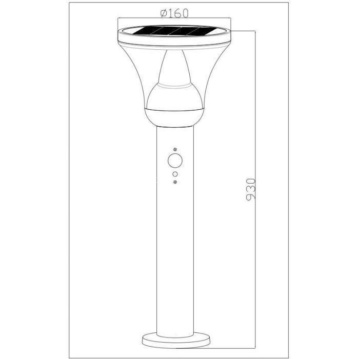 Farola solar - GALIX - G4595C - Muy luminosa - Acero inoxidable con detector - H93 cm - 1000 lúmenes 2