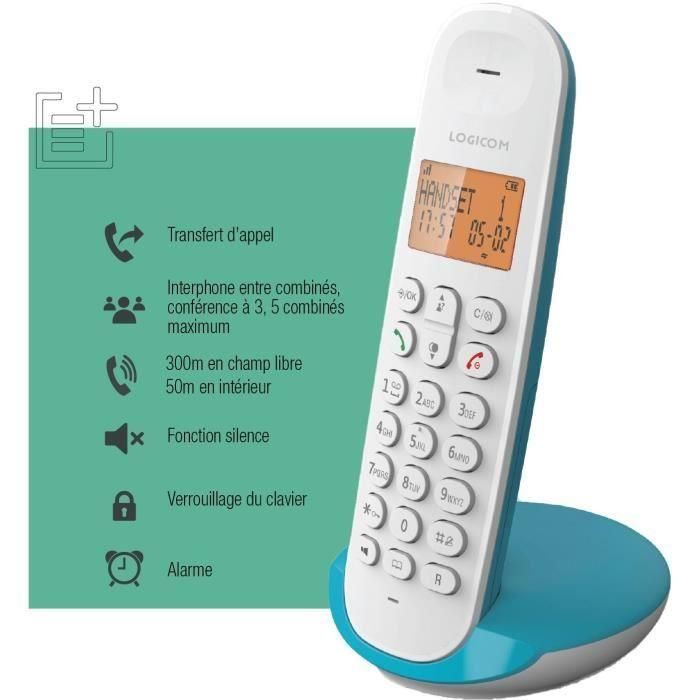 Teléfono inalámbrico fijo - LOGICOM - DECT ILOA 150 SOLO - Turquesa - Sin contestador automático 5