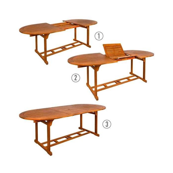 Mesa Extensible Aktive Madera de acacia Extensible Ovalada 200 x 100 x 74 cm 1 Mesa Extensible Aktive Madera de acacia Extensible Ovalada 200 x 100 x 74 cm 1