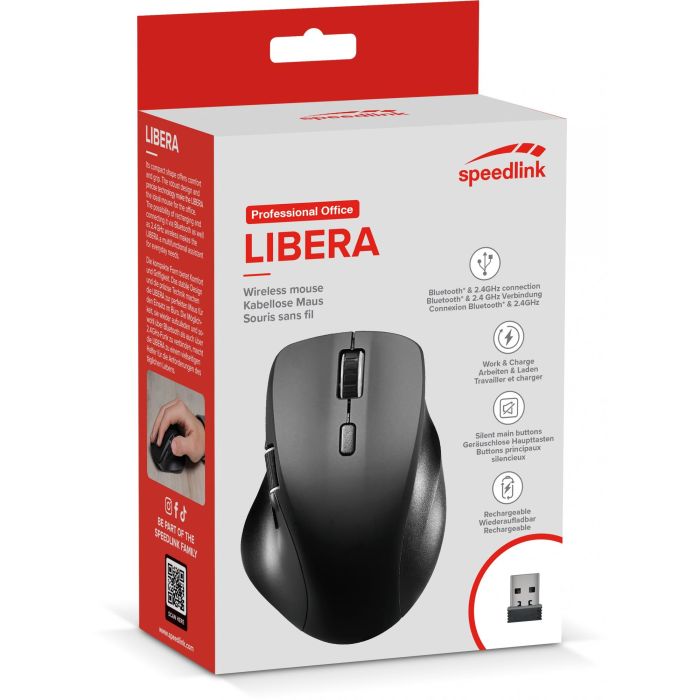 Speedlink Maus LIBERA. rechargable. wirel. & BT. silent. bk retail 6