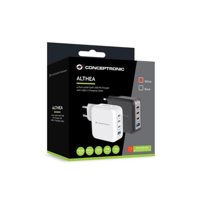 Cargador Pared Conceptronic Althea18 W 100 W + 1 Cargador Pared Conceptronic Althea18 W 100 W + 1