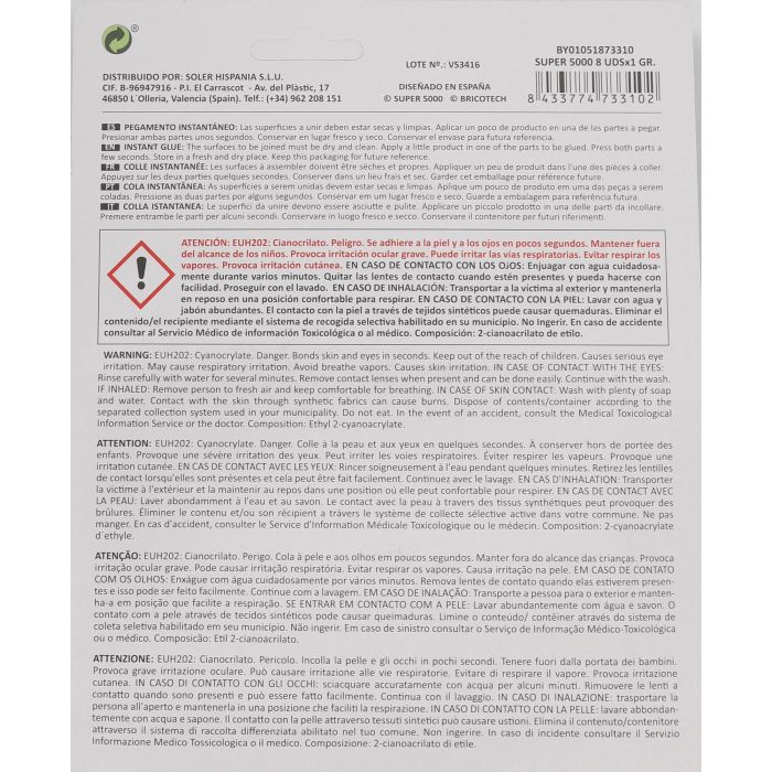 Super5000 - 8 unidades x 1 gr, 6x1.5x1 cm (36 Unidades) 6