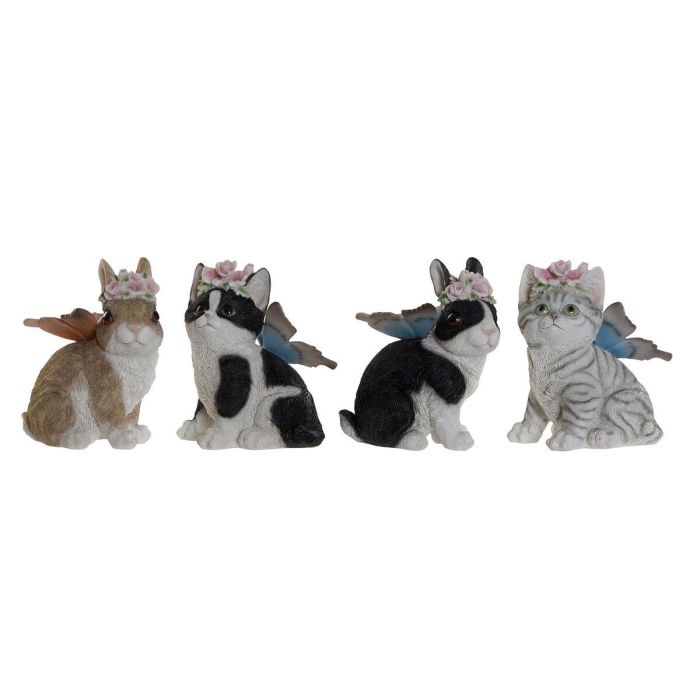 Figura Shabby DKD Home Decor Negro Blanco 13 x 15 x 11 cm (4 Unidades)